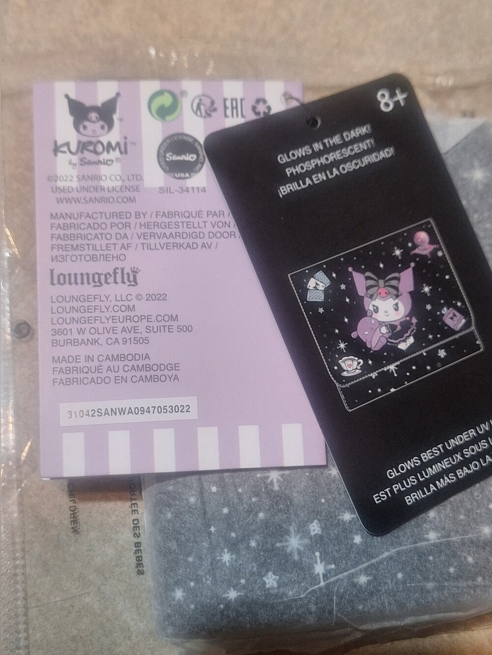Loungefly Kuromi Glow In The Dark Wallet NWT & Purple Kuromi Bling Pen - Picture 3 of 10